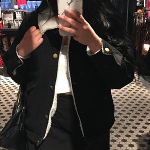 Black denim jacket with Sherpa lining